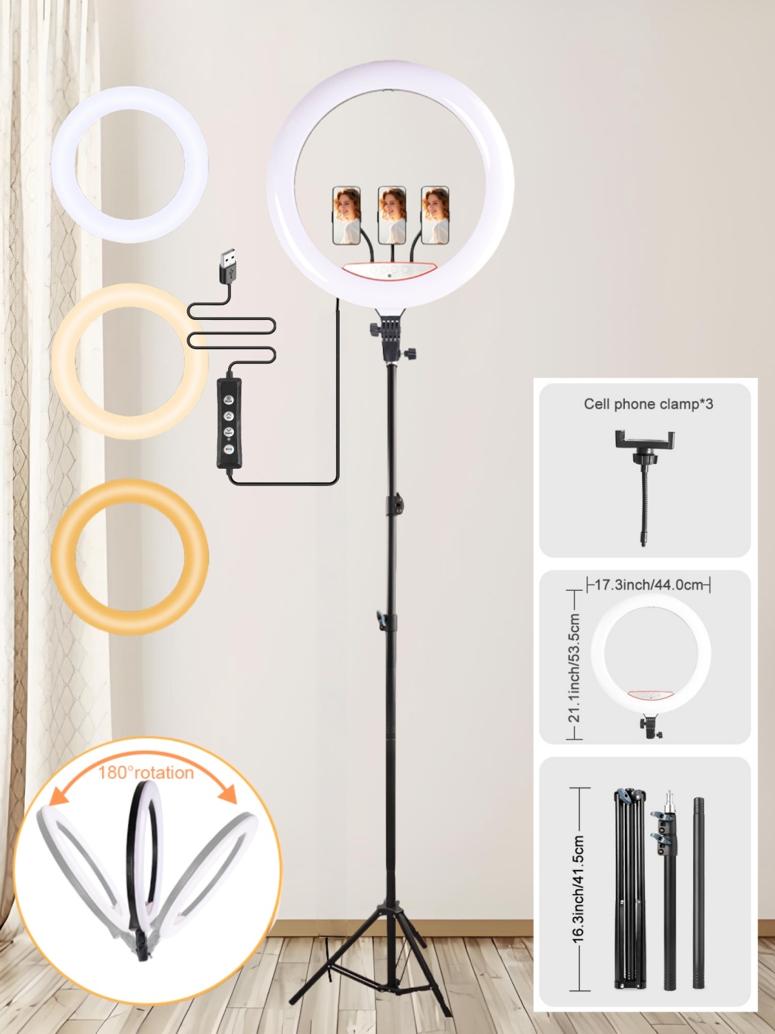 Photography Lighting Online - 전문가용 18인치 링 라이트 키트(보관 가방