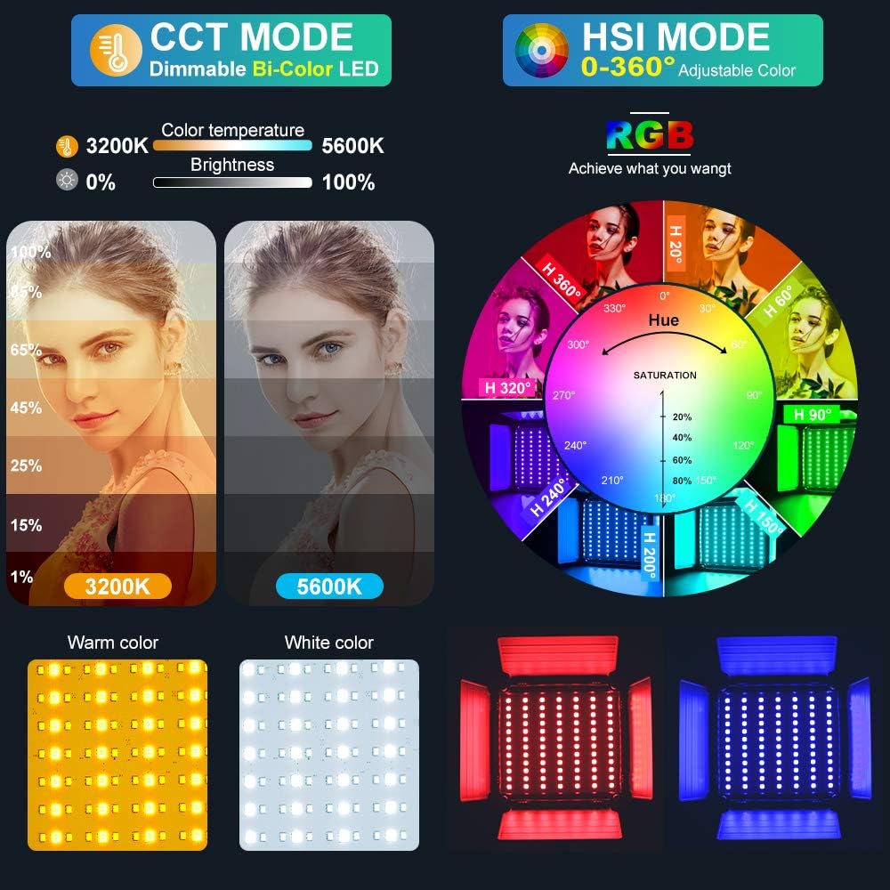 앱 제어 기능이 있는 RGB LED 패널 비디오 조명, - Photography Lighting Youtube 리뷰 및 가격