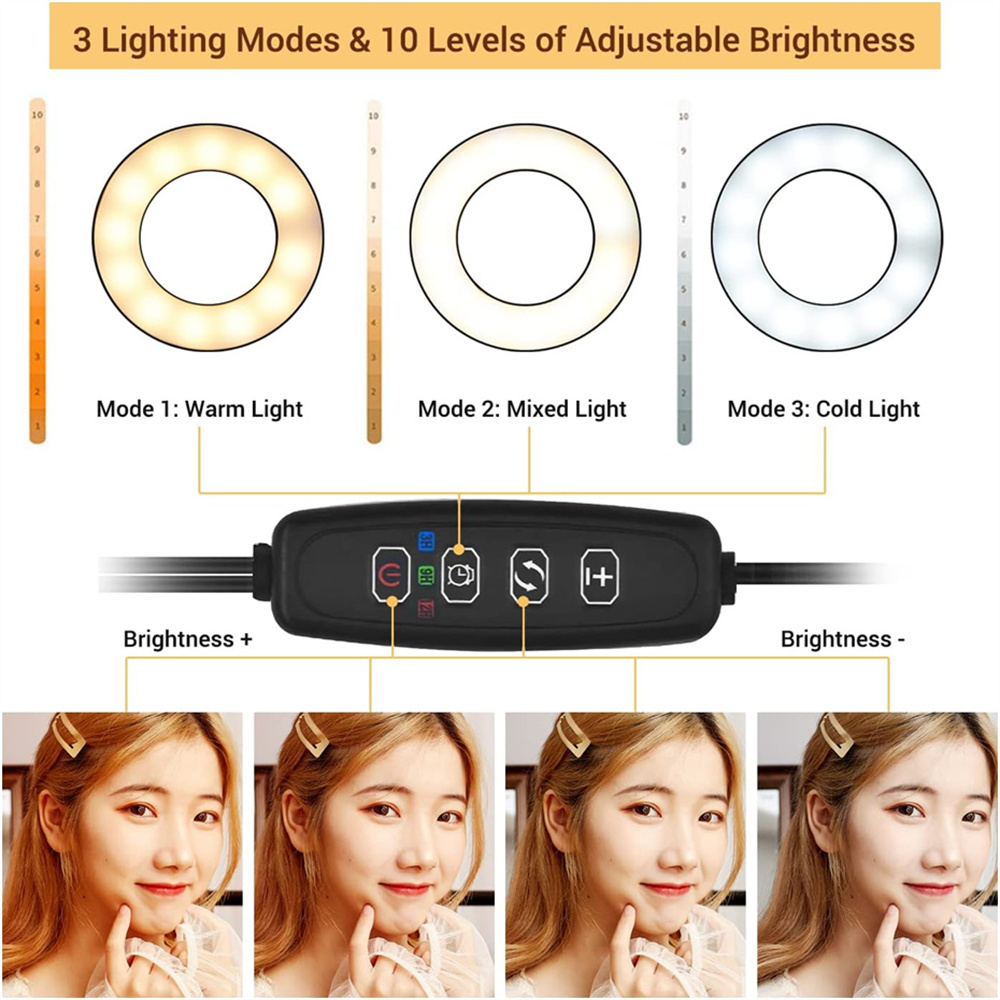 셀카 링 라이트가 있는 범용 플렉시블 휴대폰 거치대,  - Photography Lighting Effects 리뷰 및 가격