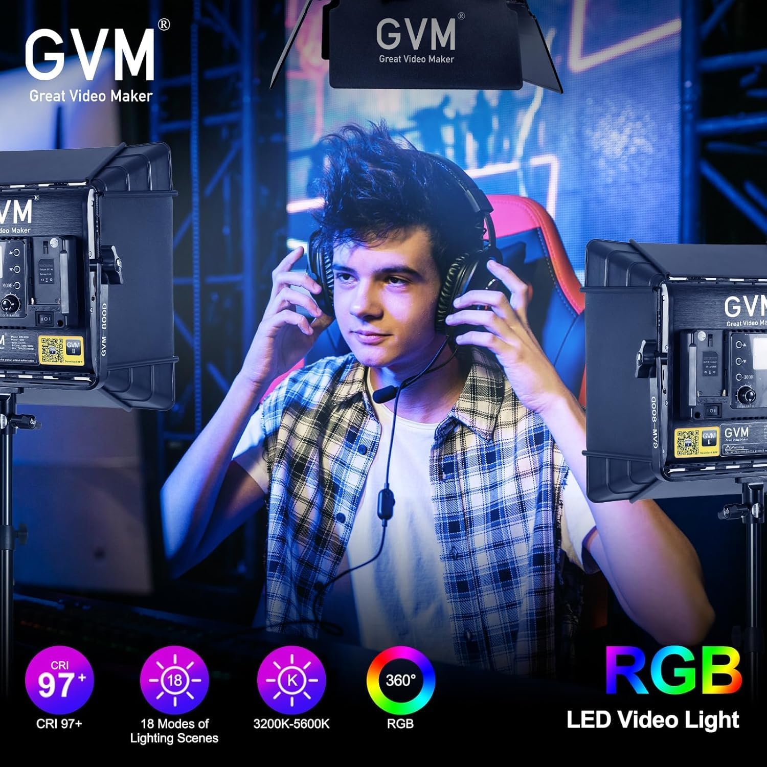 RGB LED 비디오 조명 키트, 3팩 스튜디오 비디오 - Photography Lighting Youtube 리뷰 및 가격