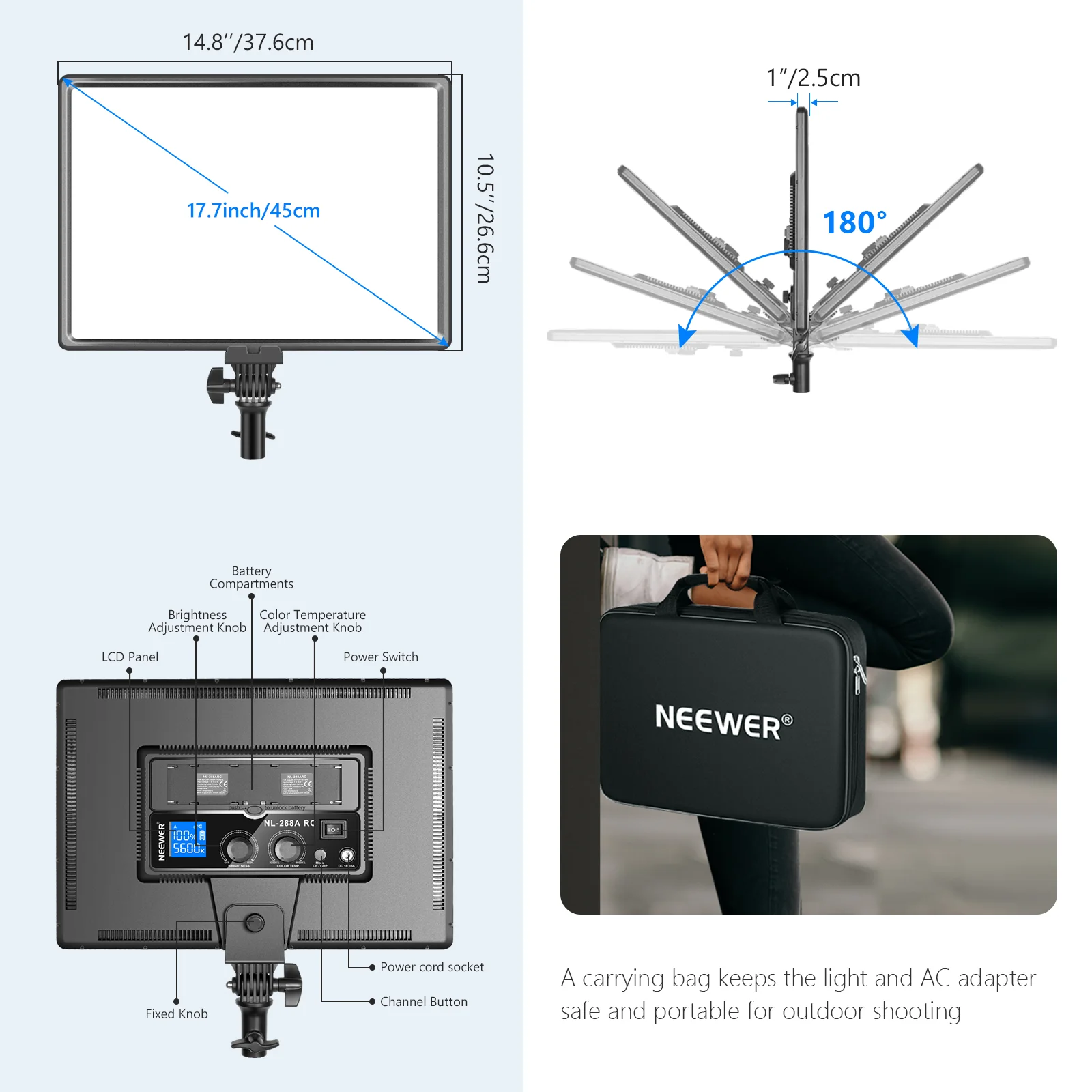 니워 NL288 대형 LED 비디오 라이트 패널, 유튜 - Photography Lighting Youtube 리뷰 및 가격